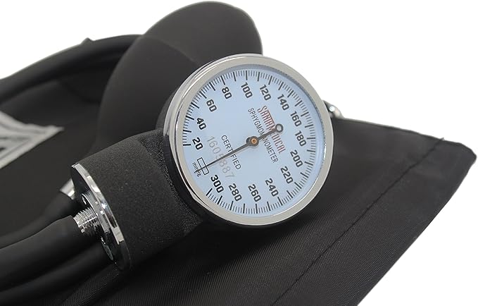 Santamedical Adult Deluxe Aneroid Sphygmomanometer - Professional Blood Pressure Monitor with Adult Black Cuff and Carrying case (Light Black)
