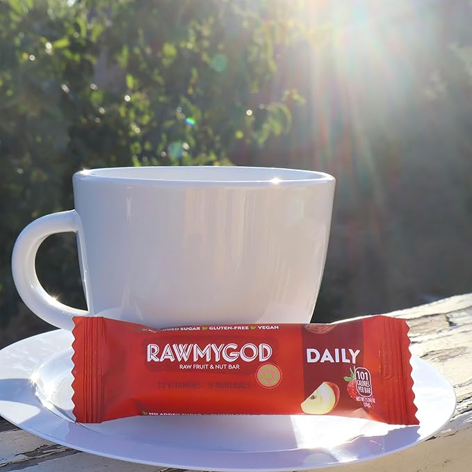 RAWMYGOD Fruit and Nut Bars, Gluten Free, Vegan, No Added Sugar (20 bars, Daily)