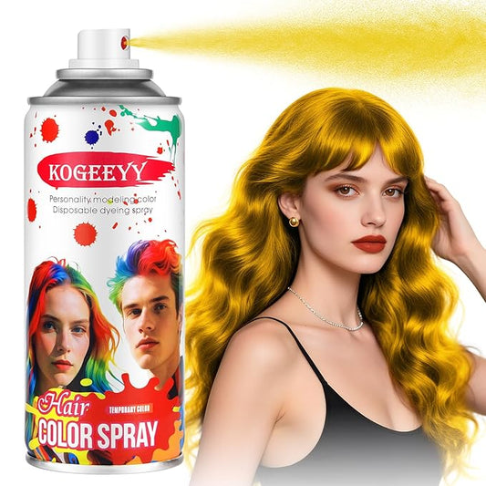 Gold Blonde Yellow Hair Spray Temporary Hair Color Spray for Kids Women Men, Washable Temporary Blonde Gold Hair Dye Paint Wax Hairspray for Halloween Cosplay Festival Party Costume Makeup DIY,4.06 oz