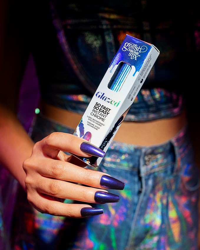 Gelish Chrome Stix, Chrome Nail Powder, Nail Art for Stunning Metallic Finish, Long-Lasting, Easy Application, Perfect for Professional and At-Home Use (Purple Glazed, 0.5g)