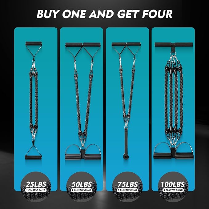 Adjustable Pedal Resistance Bands Set - Home Gym Equipment for Full-Body Workout, Elastic Exercise Bands with Handles for Waist Training, Arm & Leg Strength Building, Sit-Ups, and Pull Training