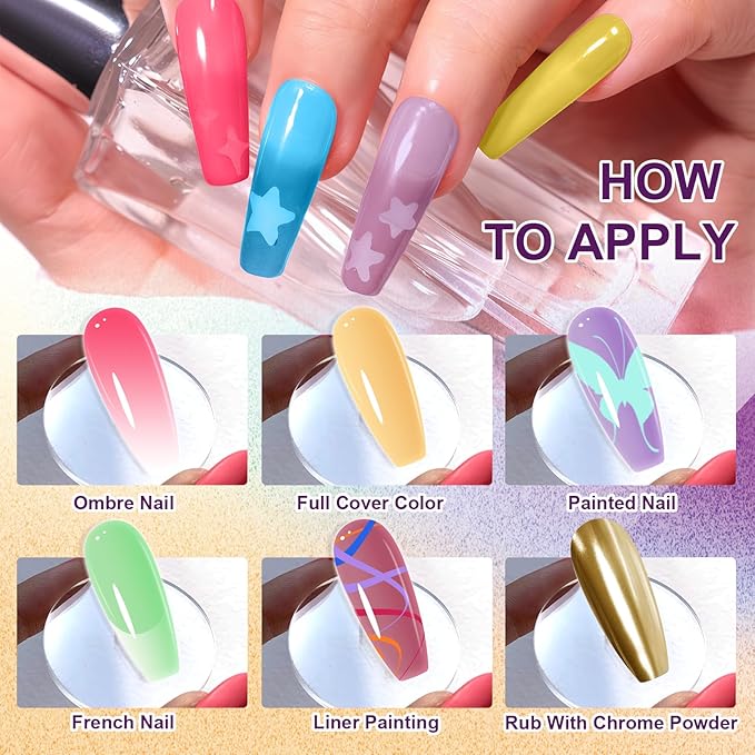 Gradient Painting Gel, 12 Bright Colors Ombre Gel Nail Polish for Pigment Pat Aura Nails, French Manicure DIY Nail Art Long-lasting No-wipe Cream Color Palette Lullaby Palette