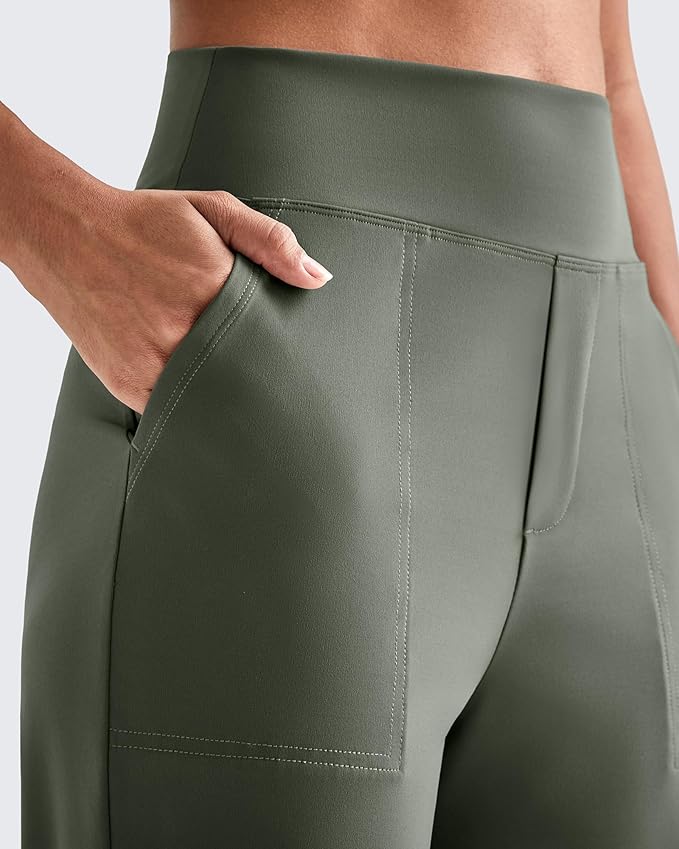 G4Free ShiftReady Womens Ankle Dress Yoga Pants with Pockets Stretchy Business Casual Slacks Work Trousers Travel Pant