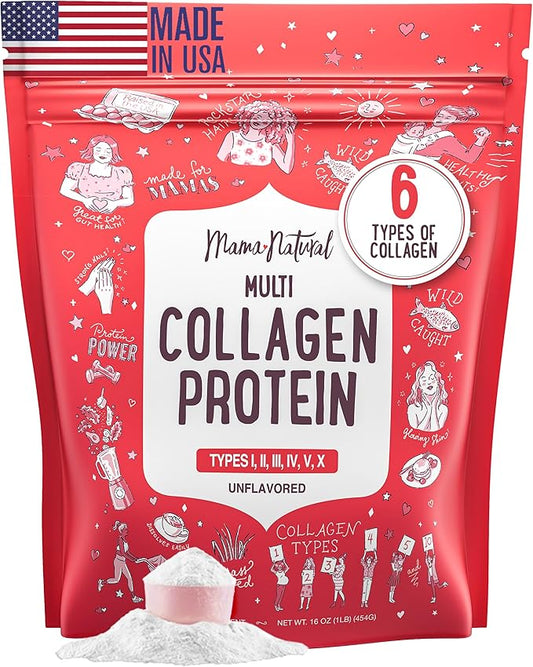 Multi Collagen Protein Powder Type I II III IV V X - Unflavored & Hydrolyzed 16Oz Pure Collagen Peptides Powder - Grass Fed Beef, Wild Fish Marine & USA Eggshell - Whole Body Collagen
