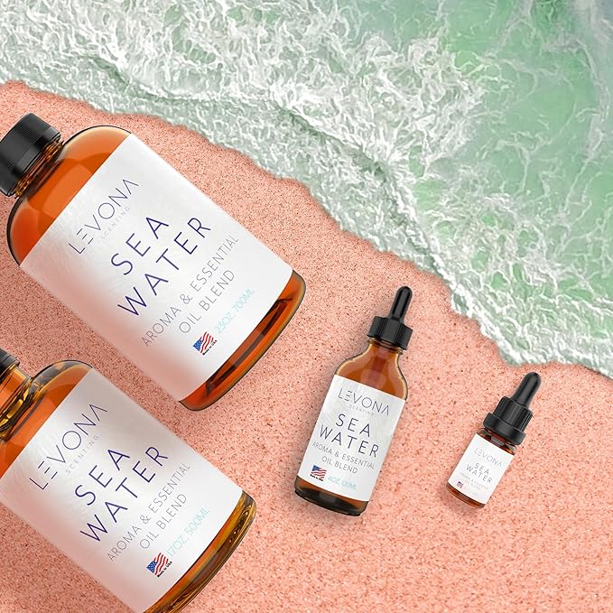 Levona Scent Essential Oil - Fresh Aroma for Home, Office, Hotel & Spa, Perfect in Humidifiers and Diffusers, Luxury Fragrance, with Aqua Marine, Lemon, & Bergamot Notes - 700ml/ 23 fl oz, Sea Water