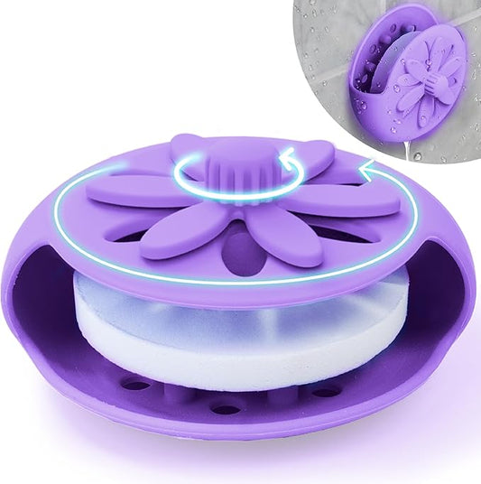 Purple Shower Steamers Tray, Big Suction Cup Shower Steamer Tablet Holder Dish for Long Lasting Use, Flake Bath Bombs Container, Adornment Household Supply Car Decoration Yoga Decor