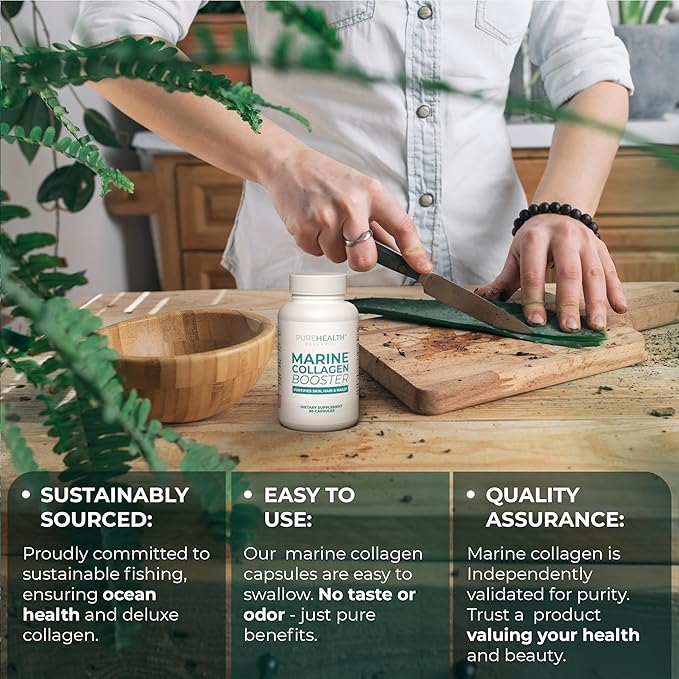 Marine Collagen and Hyaluronic Acid Supplements, Aloe Vera Leaf Gel and Vitamin E Collagen Peptides Pills–Collagen Supplements With Hyaluronic Acid for Hair Skin Nails-90 Collagen Caps