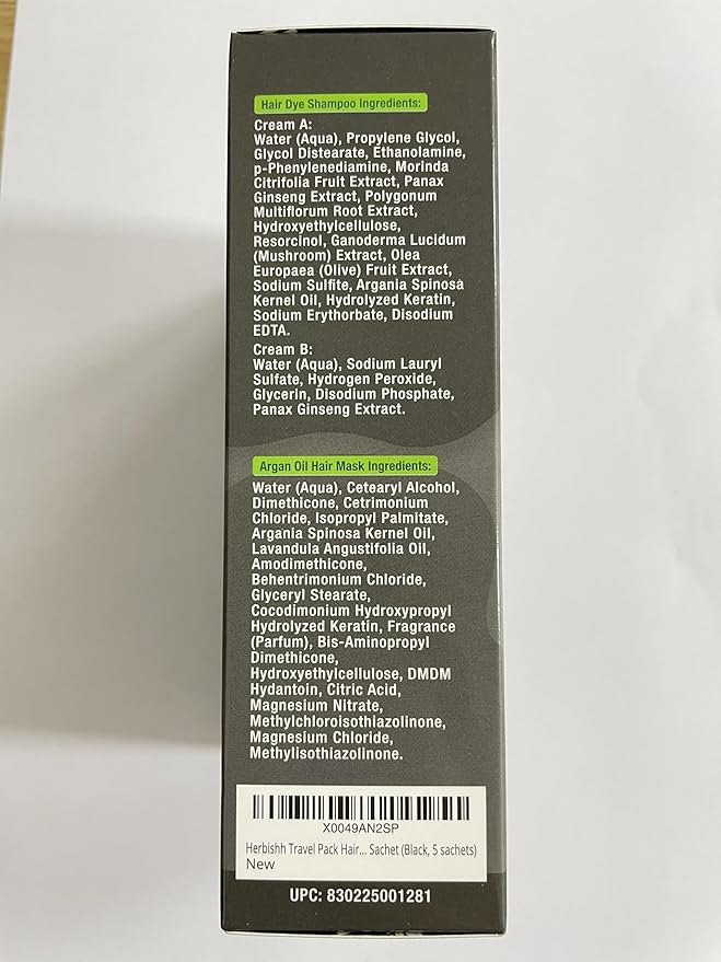 Herbishh Black Shampoo for Gray Hair, Hair Dye Shampoo 3 in 1, 100% Grey Coverage, Instant Permanent Shampoo for Men & Women, Long-lasting & Travel-friendly, Ammonia-free, 30 ml (Pack of 5)