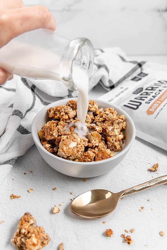 BeeFree Warrior Mix Gluten Free Granola - Chunky Granola Bites | Paleo, Low Carb, Grain Free, Preservative Free, Oat Free | Low Calorie Snacks | Bob's Salted Caramel, 9 Ounce Bag