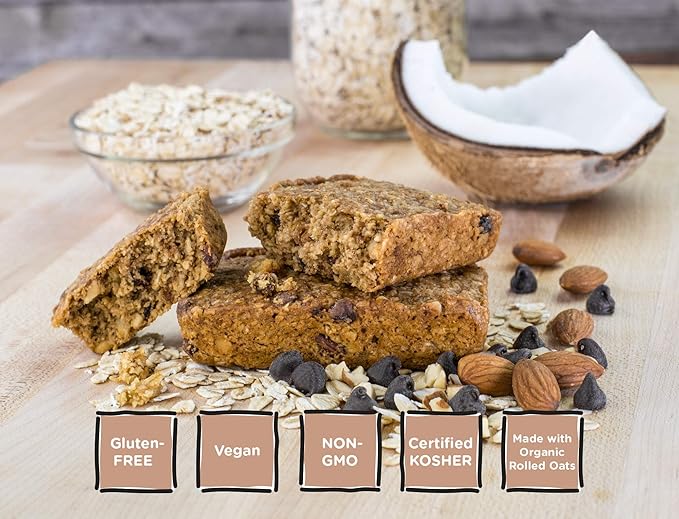 Bobo's Oatmeal Bars, Coconut Almond Chocolate Chip, Gluten Free Vegan Whole Grain Oat Bars, Pack of 12