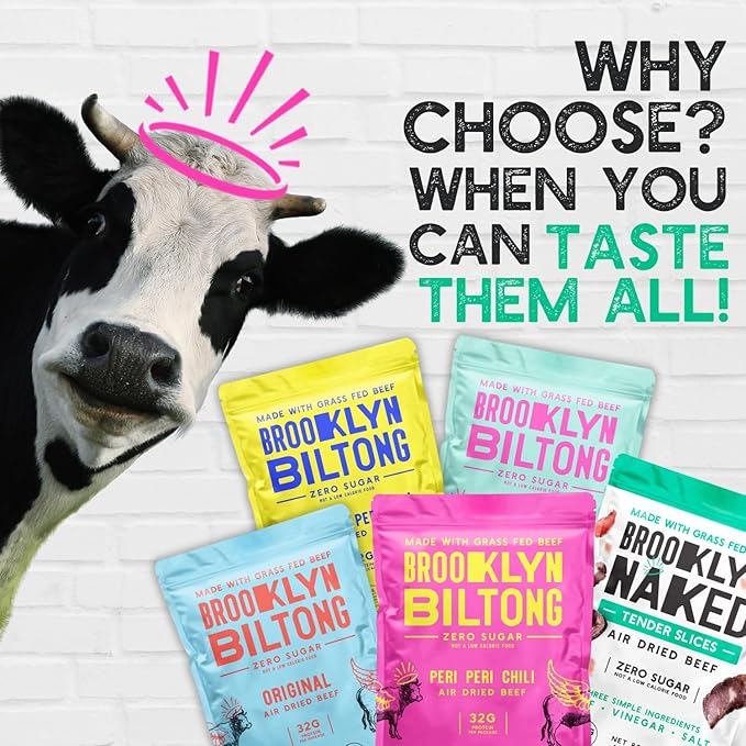 Brooklyn Biltong Air Dried Grass Fed Beef Snack, South African Beef Jerky (2 oz, Pack of 2) - Whole30 Approved, Paleo, Keto, Gluten Free, Sugar Free, Made in USA - (Steakhouse)