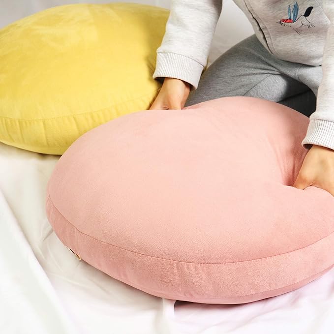 Taro Pink Round Throw Pillow 16x16 Down-like Polyester Filling Super Soft Cushion Ultra Fluffy Feather-like Touching Decor Round Floor Pillow for Couch Bed Sofa, 1 Piece