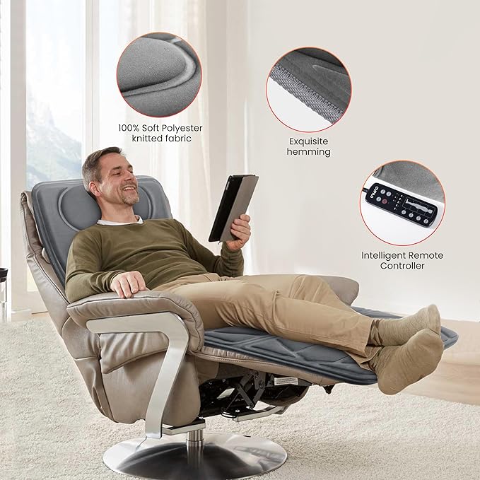 Massager Pad, Massage Mat with 10 Vibrating Motors for Pain Relief, Back Massager with Heat, Full Body Massage for Back, Lumbar,Leg, Gifts for Men Women, Long 67"