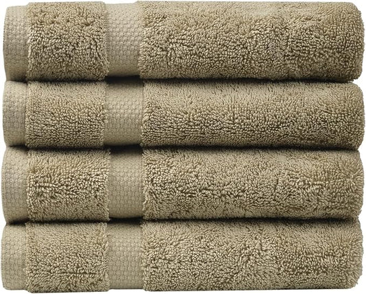 SOFE H&L | Olea Luxury Turkish Cotton Hand Towels Set of 4 Green | Premium, Soft, Durable, Absorbent | Hotel Quality Plush Towels and Thick Towel Sets