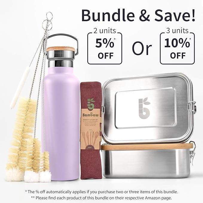 Bambaw 12 oz Insulated Water Bottle, Lavender Water Bottle for School, Reusable Water Bottle Stainless Steel, Thermo Water Bottle, Stainless Steel Water Bottle – Lavender Haze