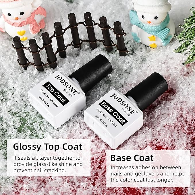 JODSONE Christmas Gel Nail Polish Set 10 Colors with Black White Glitter Red Burgundy & Green Silver Gel Nail Polish DIY Salon for Women Girls Home Christmas Gifts