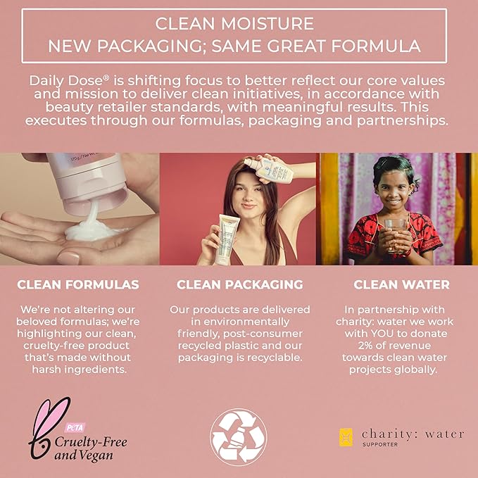 DAILY DOSE Clean Moisture Deep Conditioner – Hydrating Hair Mask for Dry, Damaged & Frizz-Prone Hair. Restores Moisture, Softness & Shine – Vegan, Sulfate-Free, Paraben-Free – 6 oz
