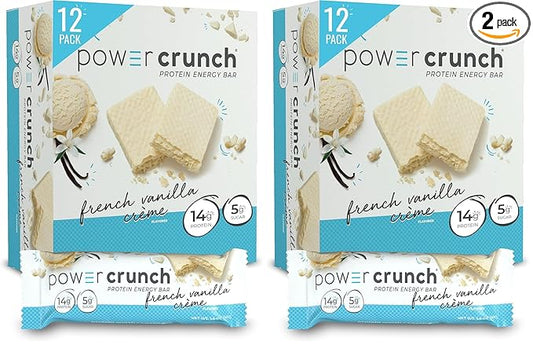Power Crunch Protein Wafer Bars, High Protein Snacks with Delicious Taste, French Vanilla Creme, 1.4 Ounce (12 Count) (Pack of 2)