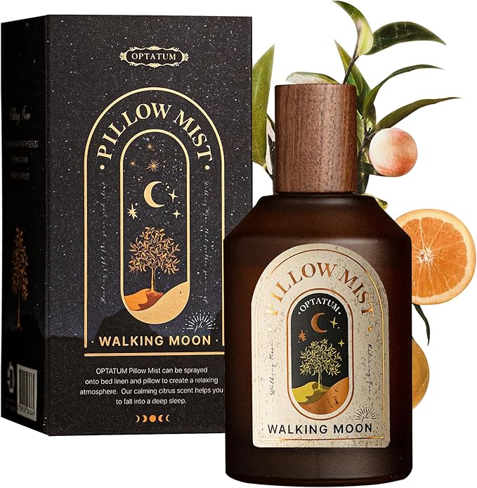 OPTATUM Pillow Mist - Aromatherapy Pillow Spray for Sheets, Linen & Bedding, Natural Essential Oils for Stress Relief, Gift for Someone Who Wants to Sleep Well - Walking Moon