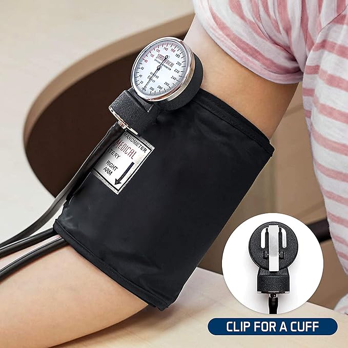 Santamedical Adult Deluxe Aneroid Sphygmomanometer - Professional Blood Pressure Monitor with Adult Black Cuff and Carrying case (Light Black)