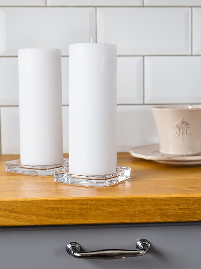 Set of 2 Pillar Candles 3" x 8" Unscented Handpoured Weddings, Home Decoration, Restaurants, Spa, Church Smokeless Cotton Wick - White