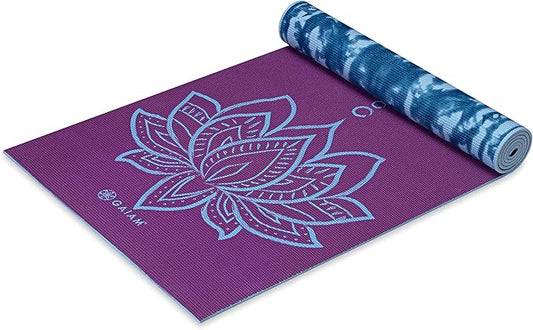 Gaiam Yoga Mat - Premium 6mm Print Reversible Extra Thick Non Slip Exercise & Fitness Mat for All Types of Yoga, Pilates & Floor Workouts (68" x 24" x 6mm Thick)