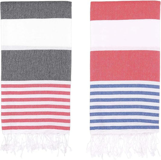 Oversized Turkish Beach Towel 38’’x71’’ - Set of 2 | 100% Turkish Cotton Lightweight Sand Free Quick Dry Pool Towels | Extra Large Bath Towels for Adults Beach Blanket Essentials