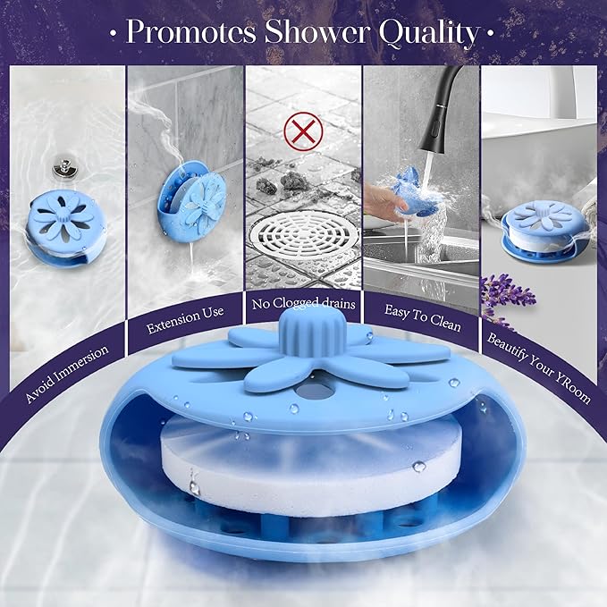 Shower Steamers Tray Blue- Upgrade Shower Steamer Holder Dish with Big Suction Cup, Long Lasting Bath Bombs Shower Accessories, Aromatherapy Diffuser Containers for Bathroom Bedroom Car Yoga Decor
