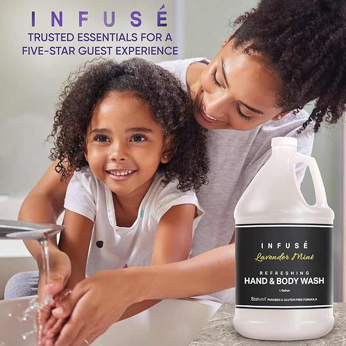 1-Shoppe All-in-Kit Hand/Body Wash | Infuse Lavender Mint Hotel | 1 Gallon | For Hospitality & Vacation Rentals to Refill Dispensers | (Single Gallon)