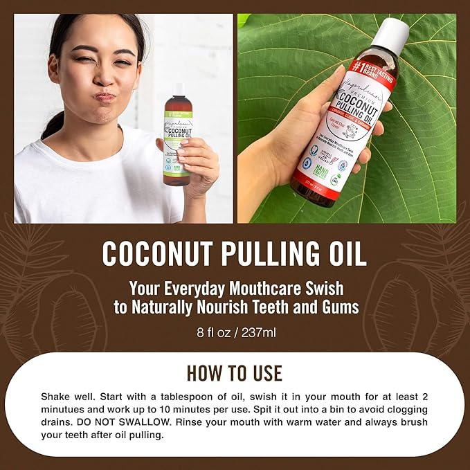 Kapuluan Coconut Pulling Oil for Teeth and Gums Mouthwash, 100% Pure and Natural, Non-GMO, Ayuverdic (Peppermint and Spearmint)