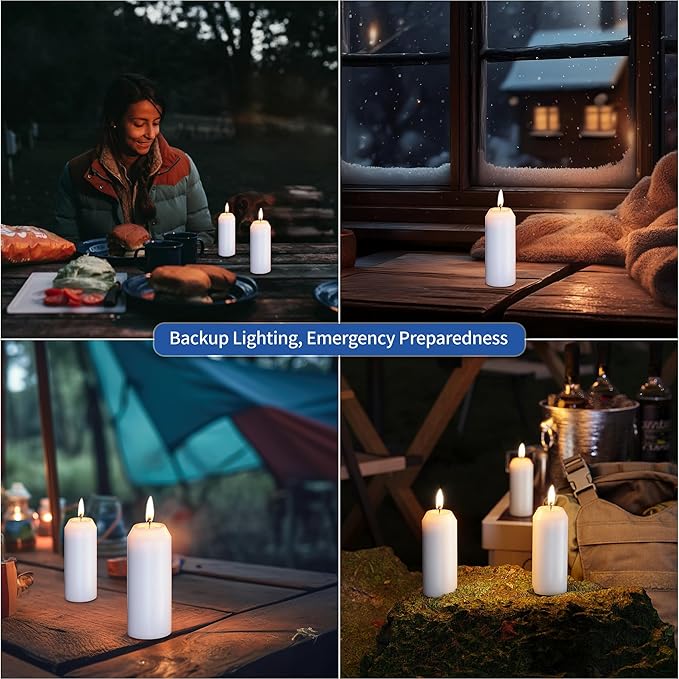 3Pack 15H+ Emergency Candles Long Burning Survival [18H+ Inside Candle Lanterns], 3“ Unscented White Pillar Candles, Survival Candles for Power Outage, Camping, Hurricane