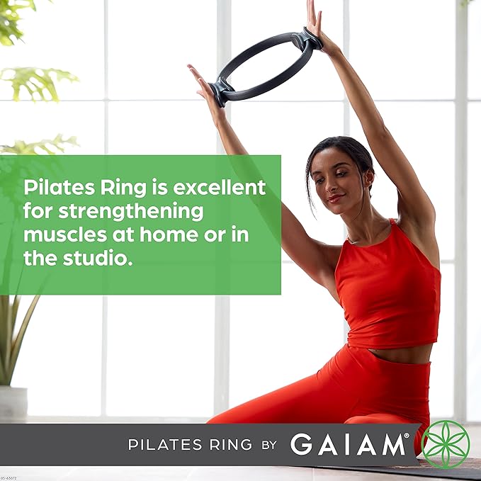 Gaiam Pilates Ring Fitness Circle - Lightweight & Durable Foam Padded Handles, Flexible Resistance Exercise Equipment for Toning Arms, Thighs/Legs & Core