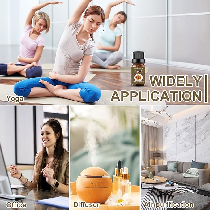 Sedbuwza Myrrh Frankincense Essential Oil Set, Myrrh Fragrance Oil Frankincense Scent Oil Set for Diffuser, Aromatherapy, Massage, Soap, Candle Making 2 x 10 ml