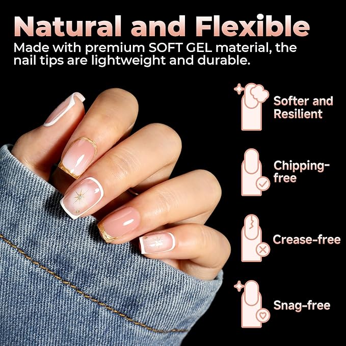 UNA GELLA Nail Tips Square: Pre-etched Matte Extra Short Square Soft Gel Nail Tips Full Cover 120pcs False Fake Nails Tips for Acrylic Nails Clear Gelly Tips Home DIY Salon 12 Sizes for Women