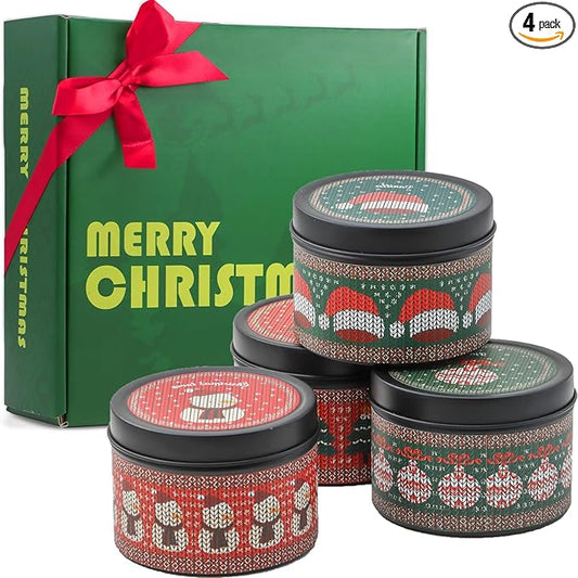 Christmas Candles - Christmas Gifts for Women, Scented Candles Gift Set, Natural Soy Wax Aromatherapy Candle for Home Scented (4Pack)