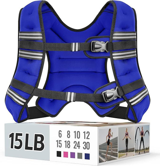 Weighted Vest for Women & Men with Reflective Stripe and Adjustable Buckle, Comfortable & Durable Rucking Vest for Walking, Running & Strength Training