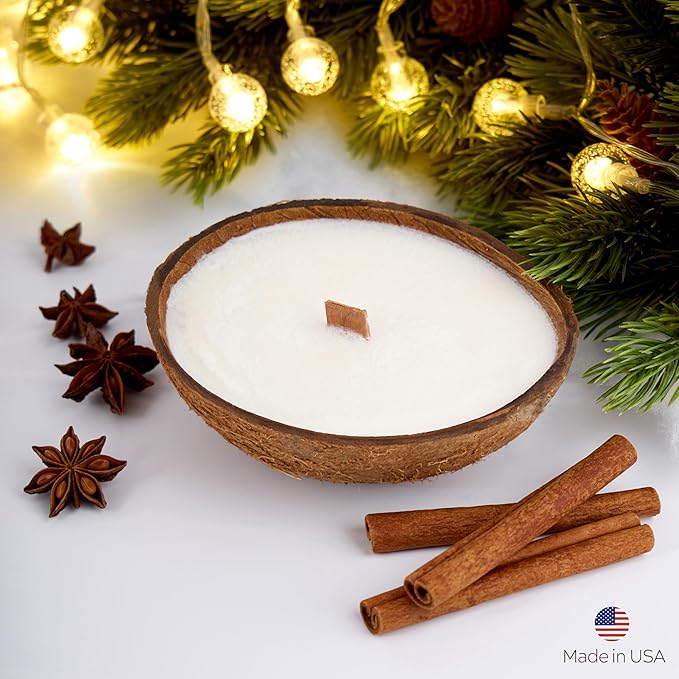 – Set of 3 Separate Scented Candles | Coconut Shell Soy Wax Candle with Wooden Wick | Candles for Home Décor | Gift Idea for Women (Pistachio/Salted Caramel/Coffee)