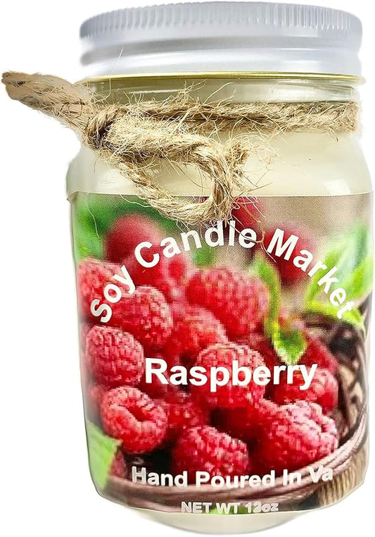 Soy Scented Candles | Handmade & Highly Aromatic Candles Burns Upto 85 Hours in Glass Jar - Perfect for Home Decor, Wedding, Birthday, Dinner (Raspberry, 12 oz)