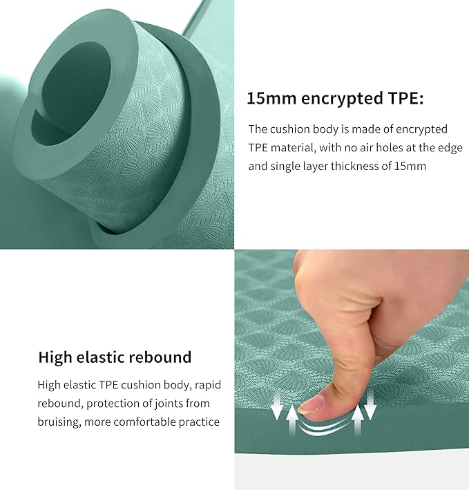 nuveti Large Exercise Mat - 15mm/20mm/30mm Thick Yoga Mat | Workout Mat for Fitness, Yoga, Pilates, Stretching & Floor Exercises for Women & Men with Free Carrying Bag