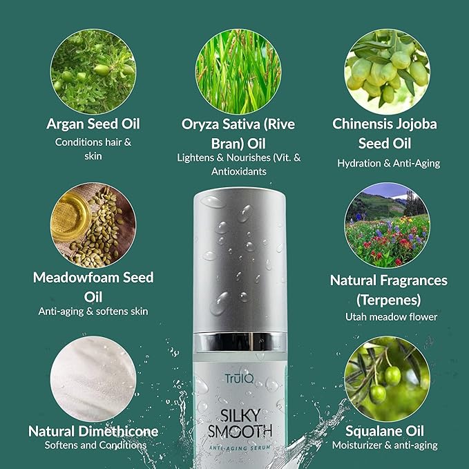 Anti-Aging Serum for Face & Hair. Silky Smooths Hydrating Whole-Body Wrinkle Repair Cream with Jojoba, Argan & Meadowfoam Oils – Restore Radiance & Firm – 1.7oz - Go to TruIQGlobal,com to order.