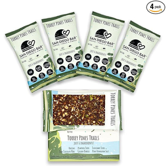 San Diego Bar-Torrey Pines Trails | Pumpkin + Sun Flower | RAW & Vegan Protein Bars | Sugar & Gluten Free | Breakfast Bars | Energy Bars | Snack Bars | 6 Whole Food Ingredients | Plant-Based Protein