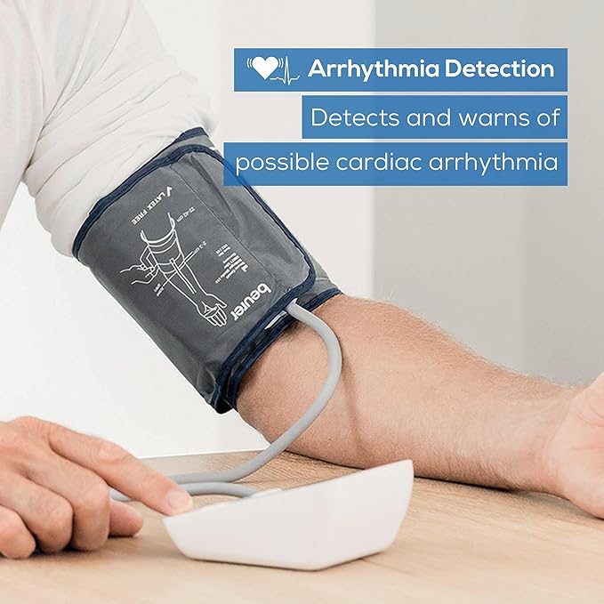 Beurer BM27 Upper Arm Blood Pressure Monitor for Home Use with Adjustable Cuff, Data Transfer to Apple Health and co., 120 Memory Sets, Irregular Heart Rate Detection, Risk Indicator
