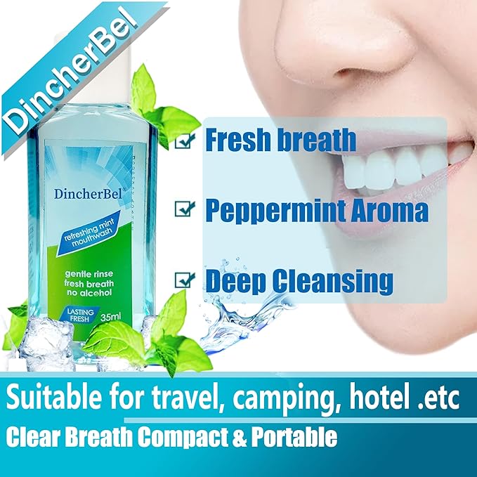 Mouthwash Travel Size, Portable Original Mint Mini Mouthwash Bulk, 35ml/1.2oz (24Pack, Mint)