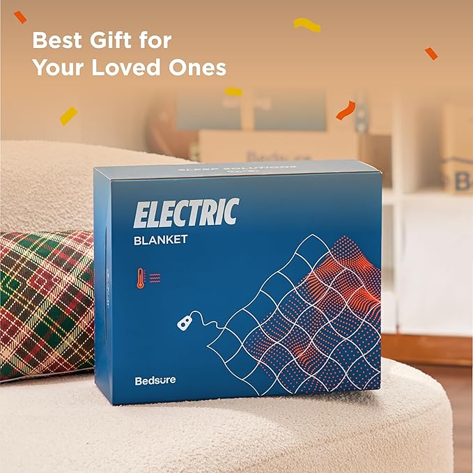 Bedsure Electric Blanket Twin Size - Super Soft Flannel Sherpa Heated Blanket with Bubble Pattern, Heating with 6 Heating Levels, 10 Time Settings, and 8-Hour Auto-Off (Coconut White, 62x84 inches)