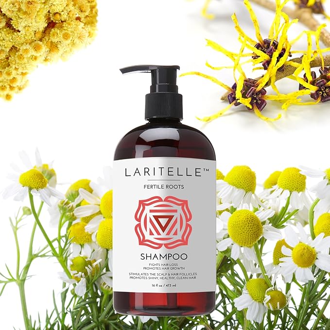 Laritelle Organic Shampoo 17 oz + Conditioner 16 oz | Prevents Hair Loss, Promotes Hair Growth | Ayurvedic Herbs, Lavender, Ginger & Rosemary | NO GMO, Sulfates, Gluten, Alcohol, Parabens, Phthalates