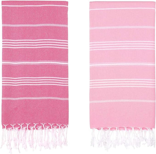 Oversized Turkish Beach Towel 38’’x71’’ - Set of 2 | 100% Turkish Cotton Lightweight Sand Free Quick Dry Pool Towels | Extra Large Bath Towels for Adults Beach Blanket Essentials