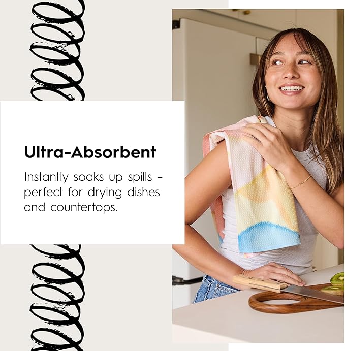 GEOMETRY Spring Kitchen Towels - Quick Dry Microfiber Cloth Spring & Summer Dish Towels for Kitchen Drying - Premium Quick Dry Towel - Daisy Delight, 18" x 30" - 1-Pack