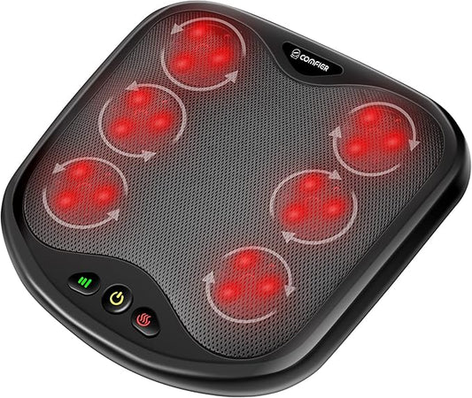 COMFIER Shiatsu Foot Massager with Heat- Kneading Foot & Back Massager with Washable Cover, Feet Warmer for Men,Women, Electric Feet Massager Machine for Plantar Fasciitis,Foot