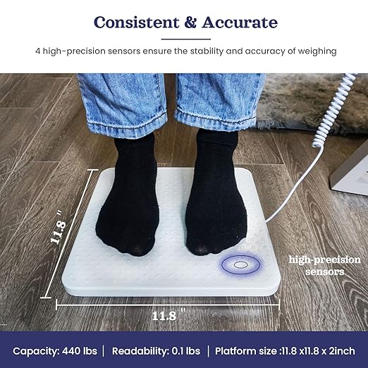Medical Scale - Heavy Duty 440 lb High Capacity Wrestling Scale for Body Weight with Easy to Read LCD Display Physician Scale, Professional Medical Grade Scale for Doctor Home Gym Office