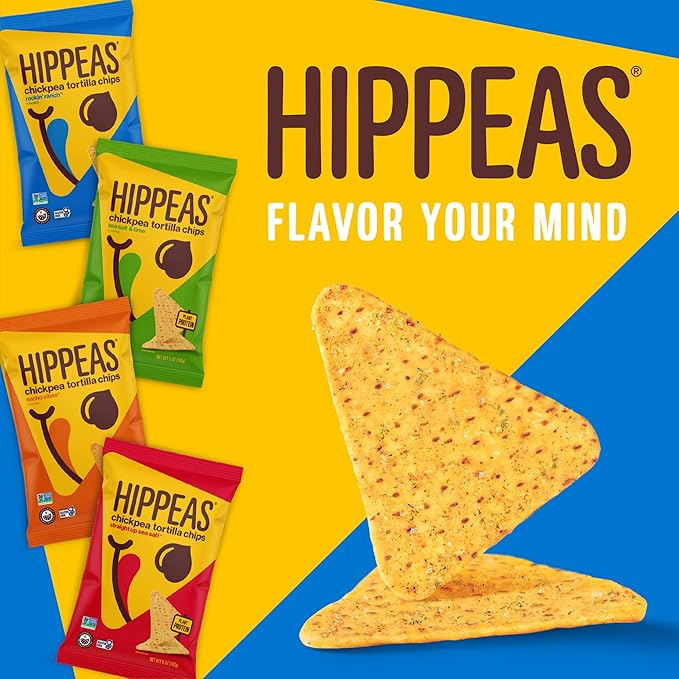 Hippeas Chickpea Tortilla Chips, Nacho Vibes, 1 Ounce (Pack of 18), 3g Protein, 3g Fiber, Vegan, Gluten-Free, Crunchy, Plant Protein Snacks